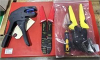 Wire strippers, and hand clamp