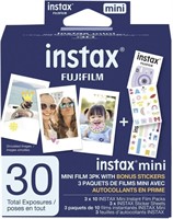 Fujifilm Instax Mini Film, 3 Pack with Stickers