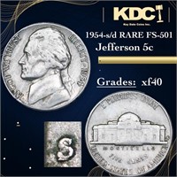 1954-s/d Jefferson Nickel RARE FS-501 5c Grades xf
