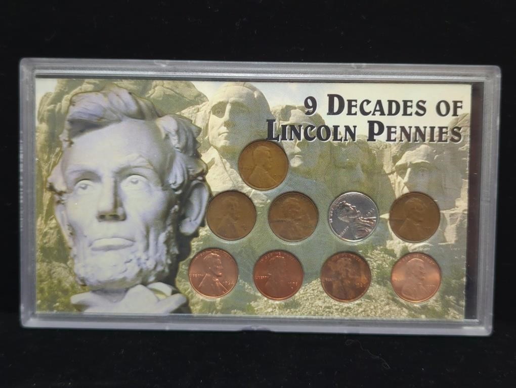 9 Decades Of Lincoln Pennies Collection .
