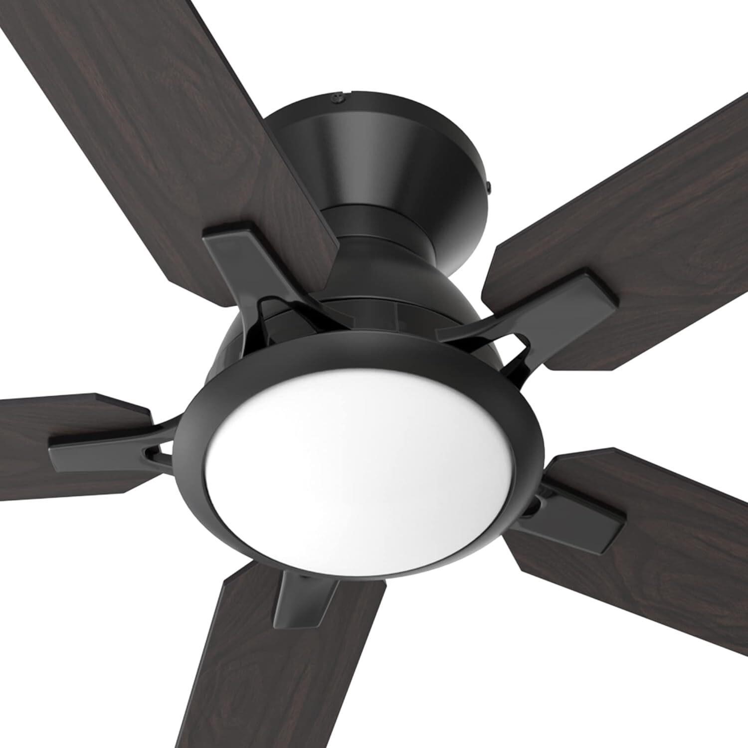 Low Profile Ceiling Fan with Lights  52in  Black