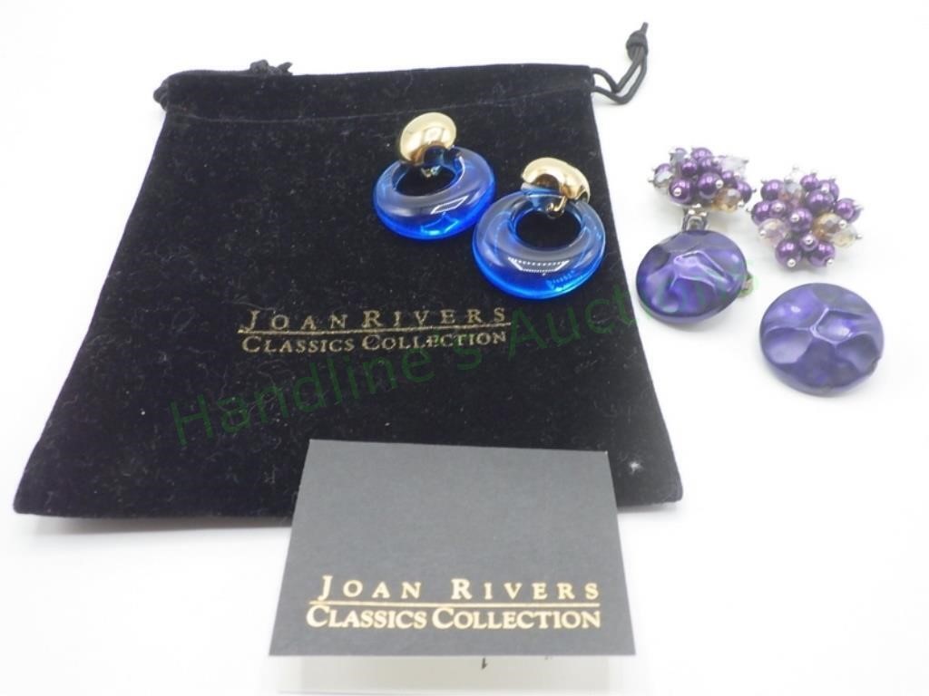 Joan Rivers Vintage Earrings Blue & Purple