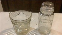 Vntg Small Glass Ice Bucket & Planters Peanut Jar