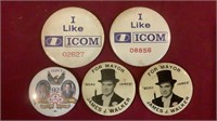 (5) Vintage Collectible Button Pins
