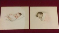 (2) Vintage Annie Benson Muller Baby Prints