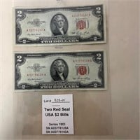 2 Red Seal U.S. $2 Bills