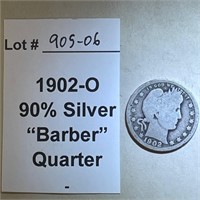 1902-O "Barber" Quarter, 90% Silver