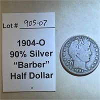 1904-O "Barber" Half Dollar, 90% Silver