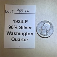 1934-P Washington Quarter, 90% Silver