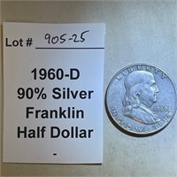 1960-D Franklin Half Dollar, 90% Silver