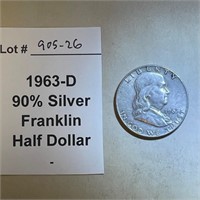 1963-D Franklin Half Dollar, 90% Silver