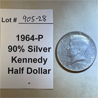 1964-P Kennedy Half Dollar, 90% Silver