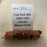 Full Roll (50) 1920's Wheat Pennies