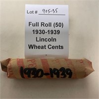 Full Roll (50) 1930's Wheat Pennies