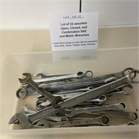 22 SAE & Metric Wrenches, assorted