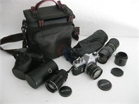 35mm Honeywell/Pentax CAmera, Lenses & Case