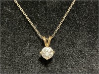 14kt Gold .47 Carat Solitaire Diamond Necklace