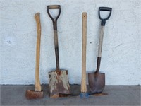 Pickaxe, Axe, Square Shovel, & Shovel