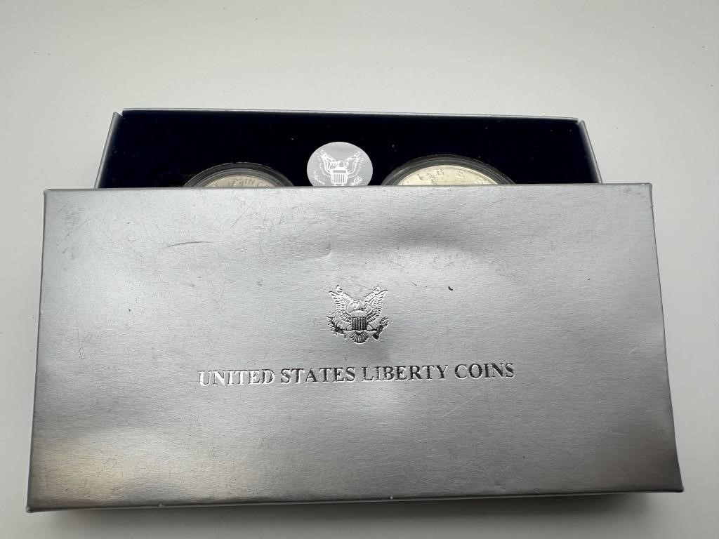 1986 Statue of Liberty Coin Set Two Silver Dollars