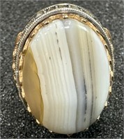 925 Silver Agate Ring