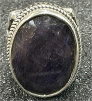 925 Silver Dark Ruby Ring