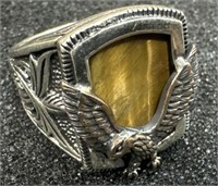 925 Silver Tiger Eye Ring