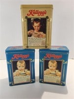 3- Kellogg's Tin Cereal Boxes