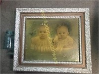 Antique framed tinted photograph