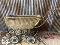 antique wicker doll stroller