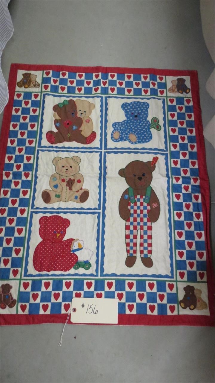 BABY BLANKET / HAND STITCHING ON BEARS SEE DESC