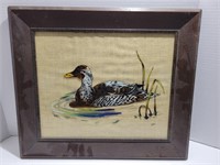 Glass Painted Duck In Frame 21" X 18"