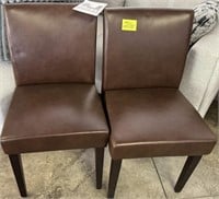 2-brown leather dining chairs