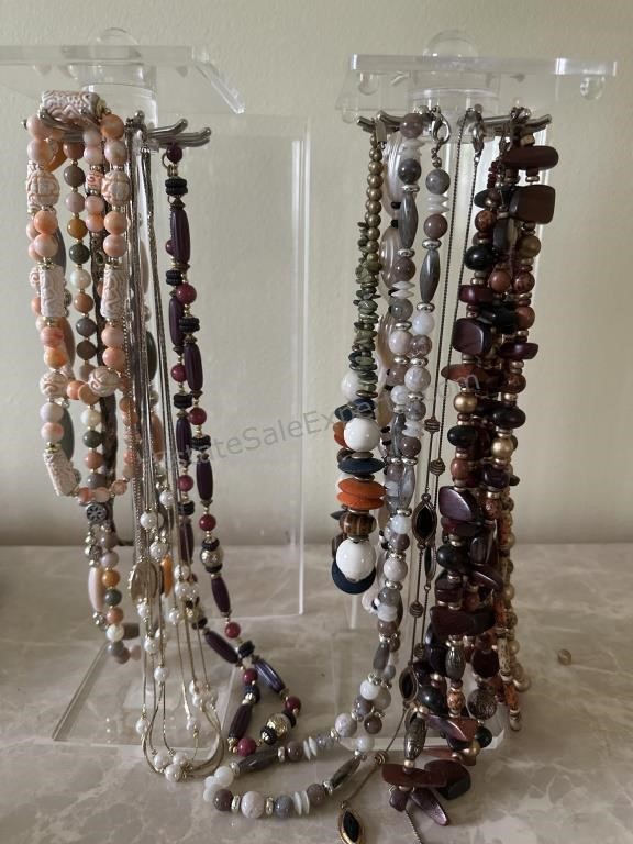 COSTUME JEWELRY NECKLACES with PAIR OF ACRYLIC