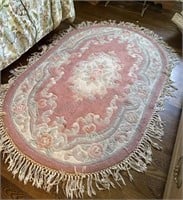 OVAL CHINESE STYLE PINK AND CREAM CARPET 66” x
