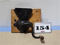 Antique Cast Iron & Tin Wall Mount Coffee Grinder