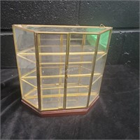Glass display case with brass frame  - XA