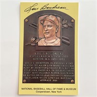 Lou Boudreau Signed Baseball Hall of Fame Plaque P