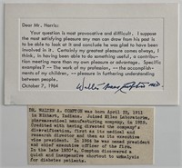 Dr. Walter A. Compton signed note and bio