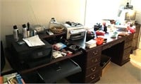 Contents on top of 3 desks & lateral file cabinet