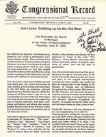 Congressional Record Jon Locke signed newspaper
