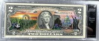 $2 Colorized Wisconsin state hood note