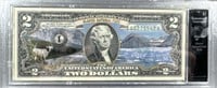 $2 Colorized Montana glacier national Park note