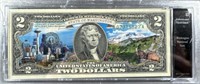 $2 Colorized Washington state hood note