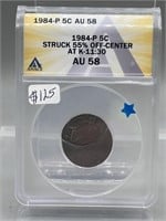 1984-P ANACS Au58 Jefferson Nickel Stuck 55% Off C