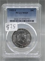 1953-S PCGS MS65 Franklin Silver Half Dollar