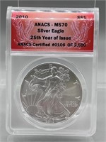 2010 ANACS MS70 Silver Eagle
