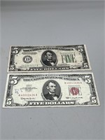 2-Piece $5 Set - 1934 $5 Silver Certificate & 1963
