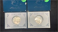 (2) 1982-D Silver Washington BU Half Dollars