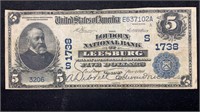 1902 Leesburg, VA $5 #1738 National Currency Note