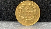 KEY GOLD: 1878 $3 Gold Princess